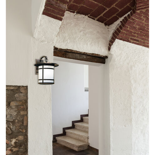 Berkeley 1 Light 15 inch Verdigris Patina Outdoor Wall Mount in White Opalescent